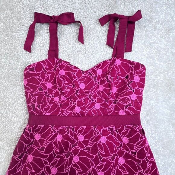 J. Crew Eyelet Midi Dress With Flounce Hem Red 6 - Picture 11 of 14